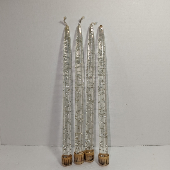 Lucite Silver Candlesticks Set of Four - Picture 4 of 6